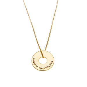 Grateful Disc Necklace | Quote Jewellery: Gold