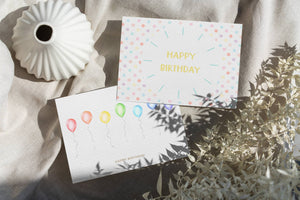 "Happy Birthday" Balloon Card, Includes Kraft Envelope: Square