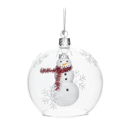 Dangling Snowman in Ball Ornament