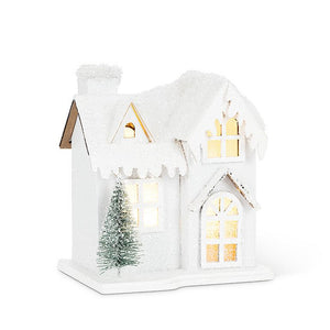 Small Snowy House with LED Lights