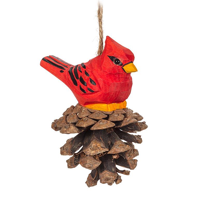Cardinal on Pinecone Ornament