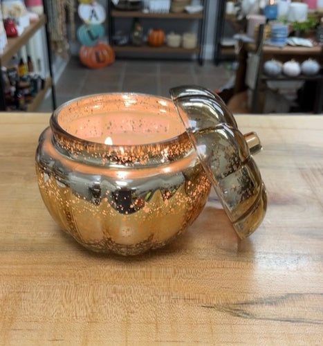 Gold Glass Pumpkin Candle