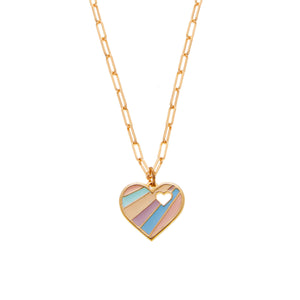Goddess Necklace | Enamel-Filled Heart Charm Necklace