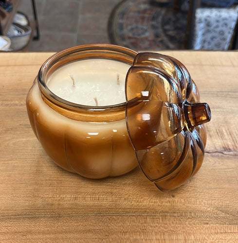Amber Glass Pumpkin Candle