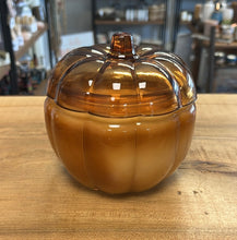 Load image into Gallery viewer, Amber Glass Pumpkin Candle
