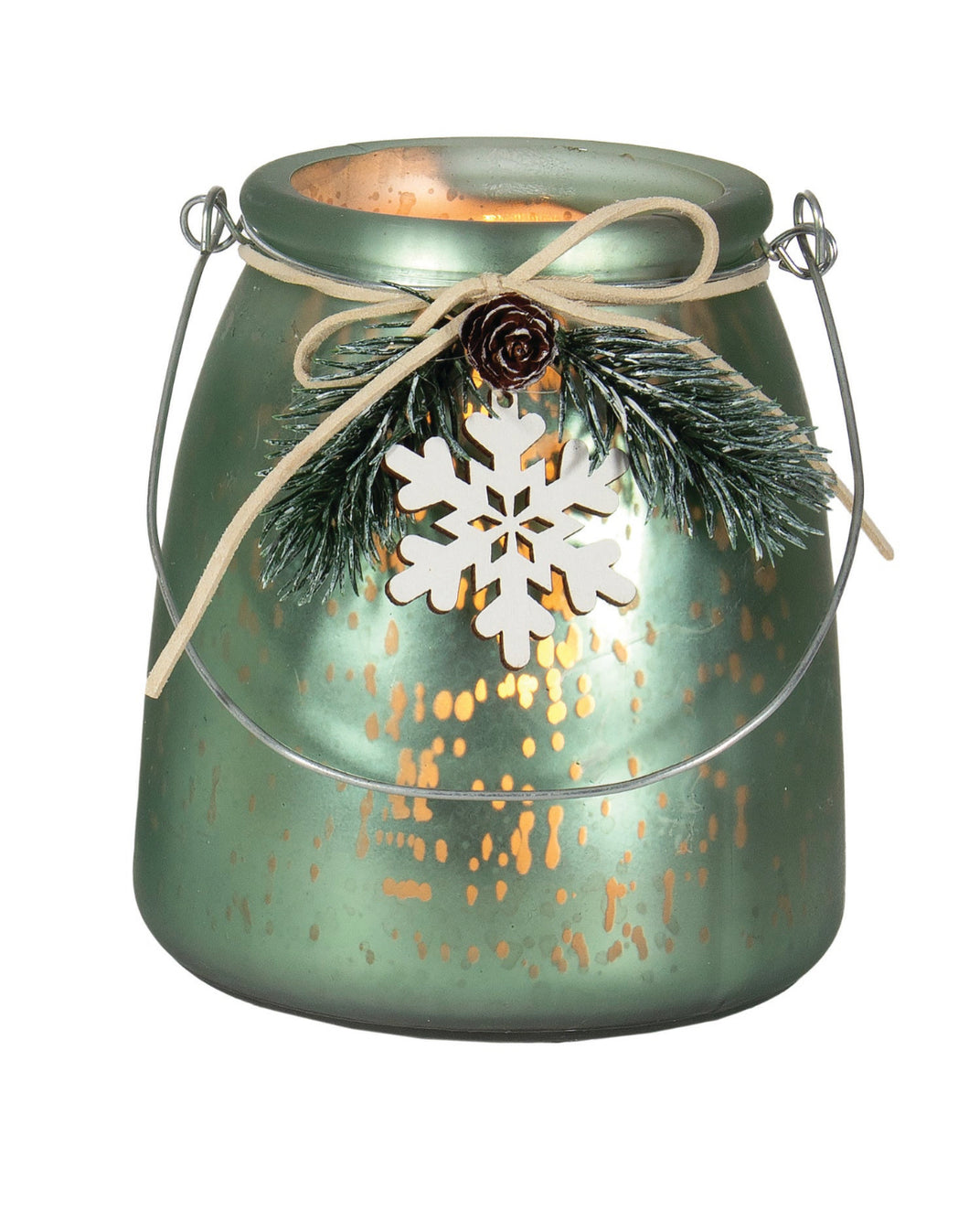 Green Lantern Snowflake- tea light/votive holder