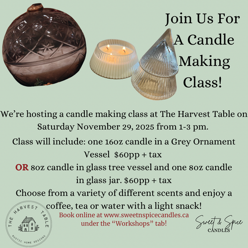 Candle Class @ The Harvest Table - 1258 Talbot Street Unit B St. Thomas November 29, 2025