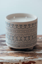 Load image into Gallery viewer, Blue Stencil Plant Pot Candle - 4-Wick
