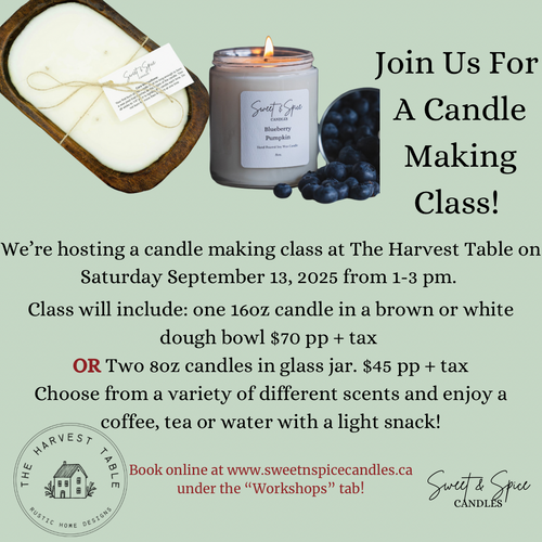 Candle Class @ The Harvest Table - 1258 Talbot Street Unit B St. Thomas September 13, 2025