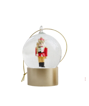 Nutcracker Snow Globe Ornament Red