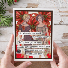 Load image into Gallery viewer, Funny Christmas Card. Really Into Groceries and Gas. Vintage