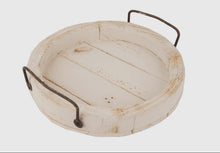 Load image into Gallery viewer, Round Farmhouse-Reclaimed Wood Tray With Handles-12 in-Waxed