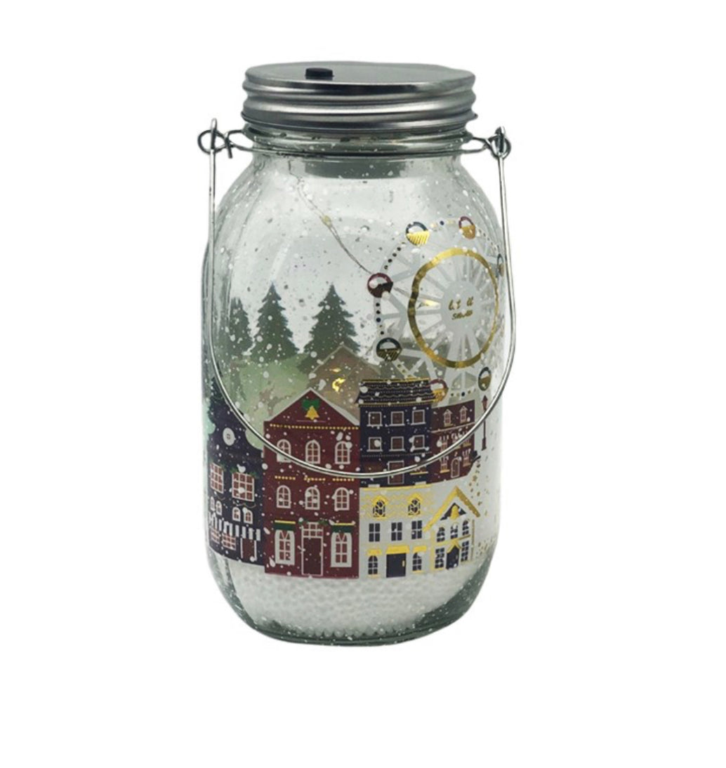 LED Village Snowing Jar