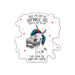 Back The Fuck Up Sprinkle Tits Vinyl Sticker: On a Backing Card