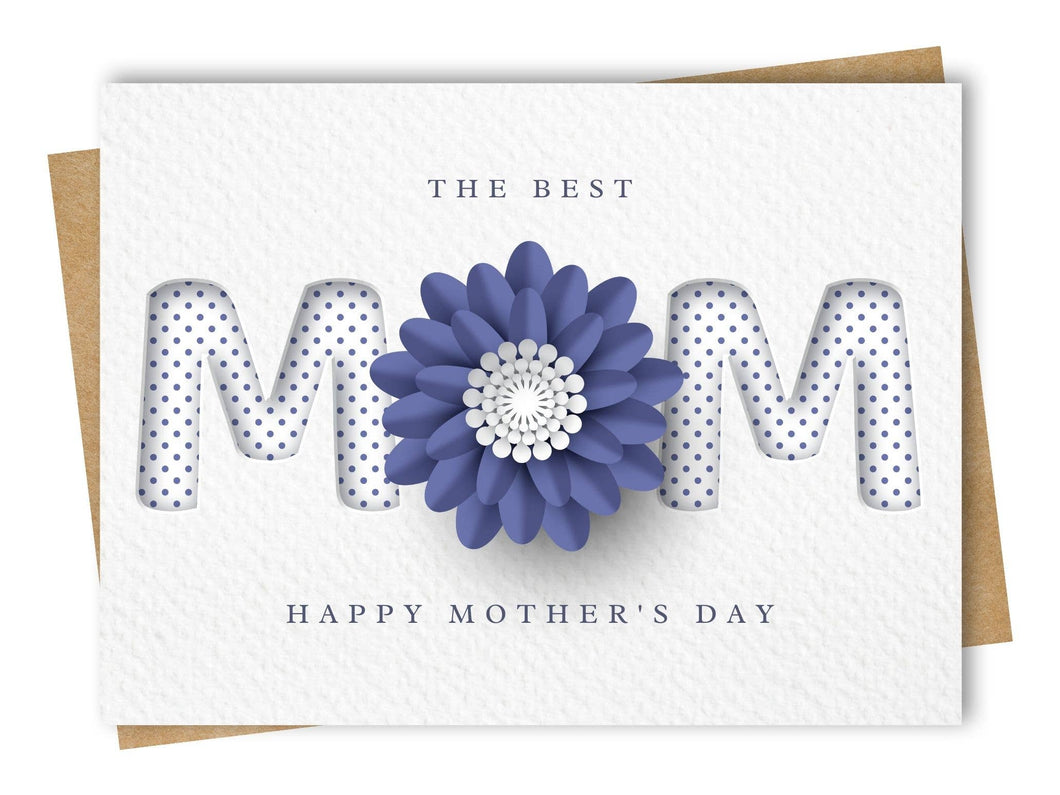 Mother's Day 3D Purple Flower Card - Includes Kraft Envelope: Square