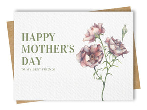 Mother's Day Best Friend Card - Includes Kraft Envelope: Square