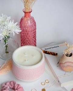 3-Wick Candle in Pink Plant Pot