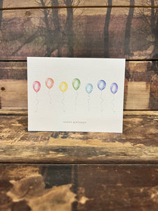 "Happy Birthday" Balloon Card, Includes Kraft Envelope: Square