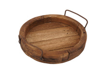 Load image into Gallery viewer, Round Farmhouse-Reclaimed Wood Tray With Handles-12 in-Waxed