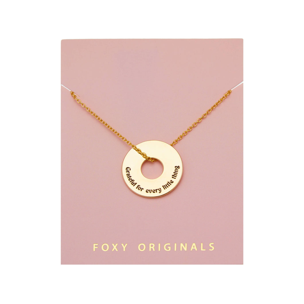 Grateful Disc Necklace | Quote Jewellery: Gold