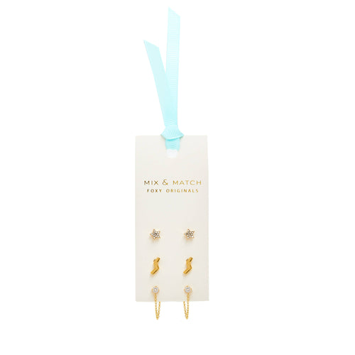 Bowie Earrings | Mix and Match | Earring Set: Gold