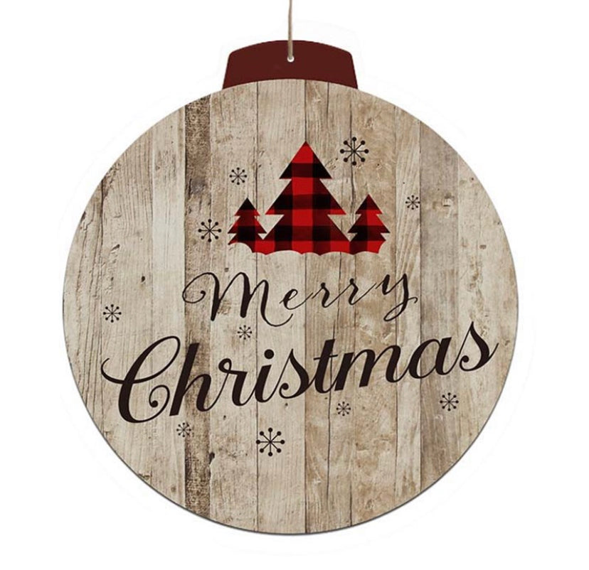 Round Plaid Tree LED Wall Art