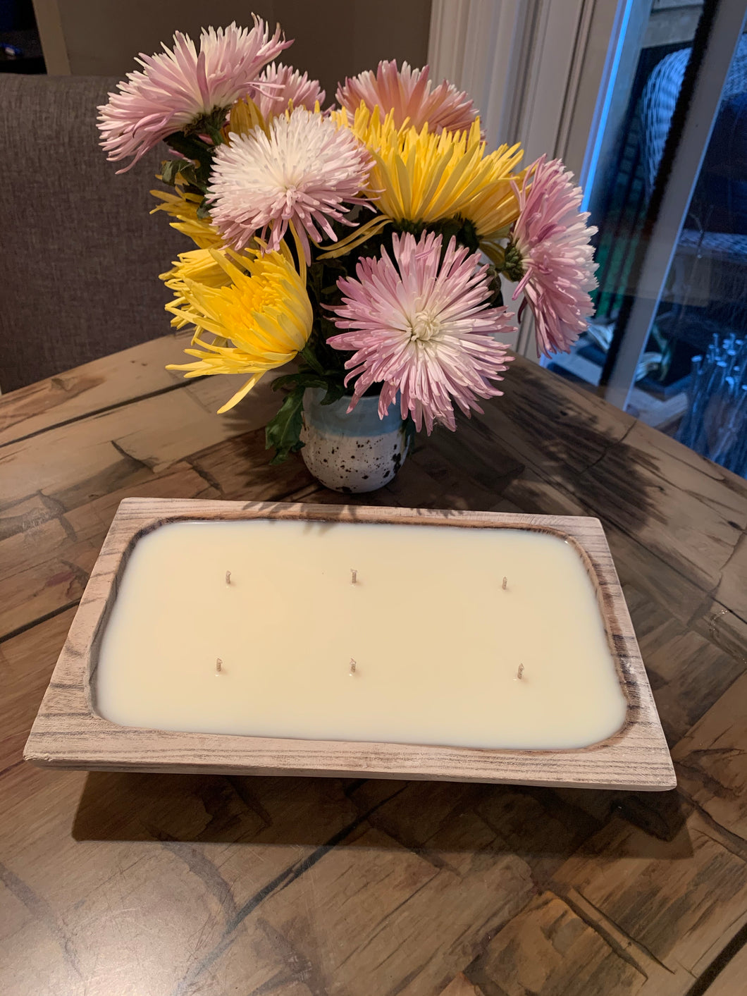 Rectangle White Washed Dough Bowl