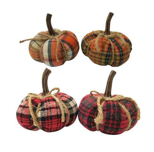 Small Plaid Fabric Pumpkins