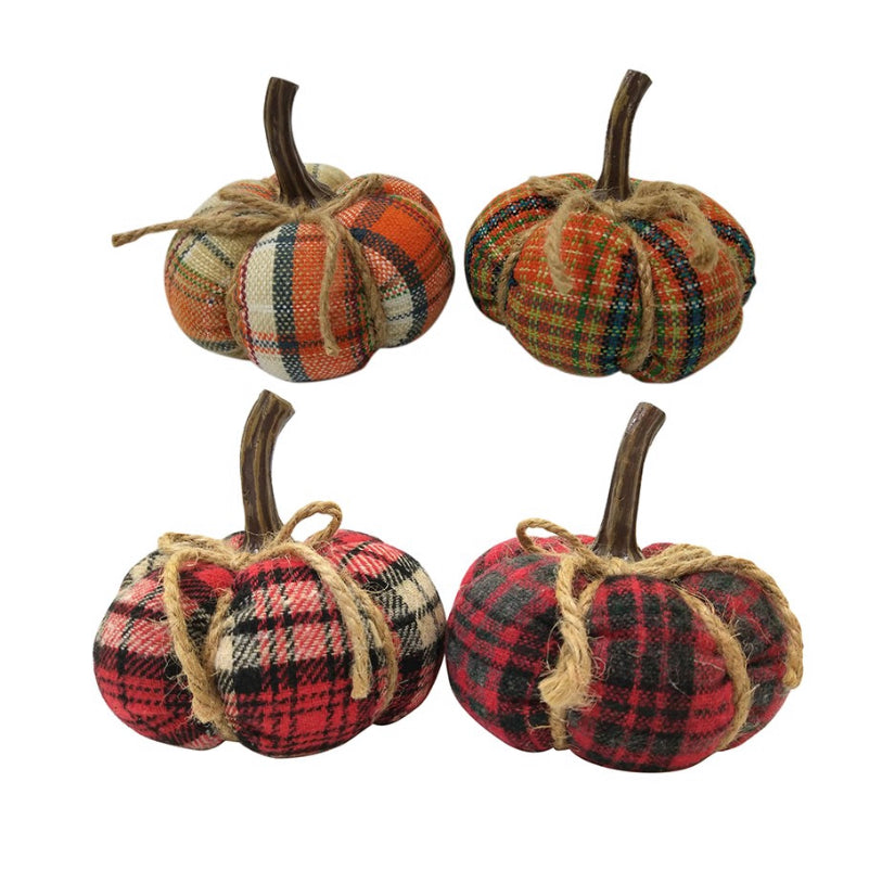Small Plaid Fabric Pumpkins