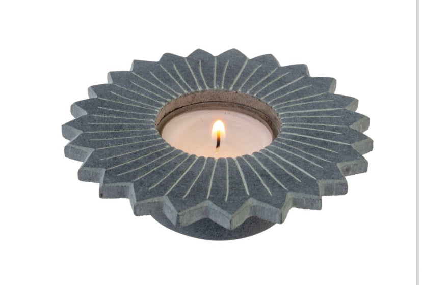 Solara Soapstone Tealight Holder - Charcoal