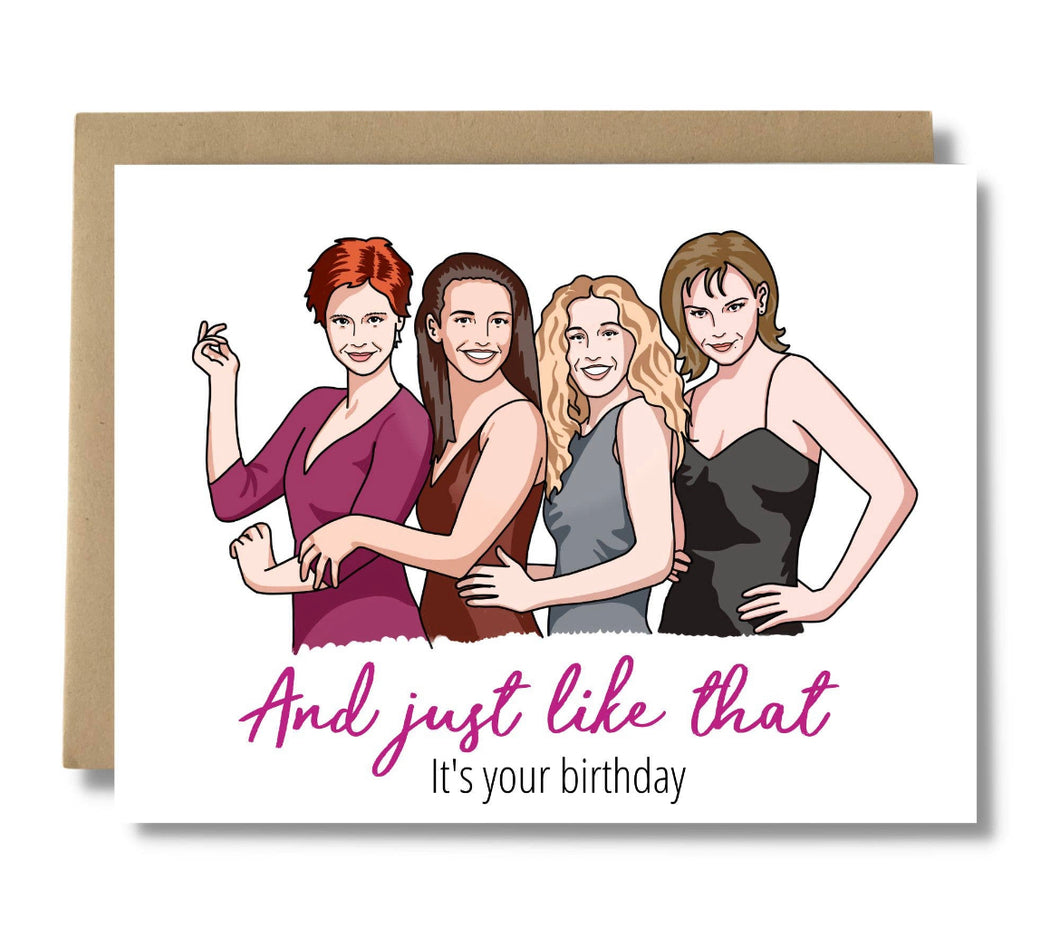 Miranda, Charlotte, Carrie, Samantha Birthday Card