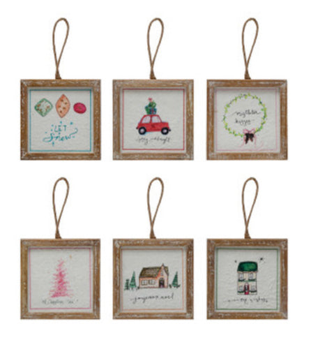 4-1/2” square wood framed ornament