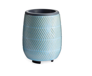 Blue Herringbone Wax Warmer With Silicone Dish